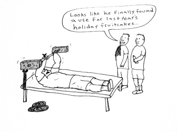 Fruitcake bench pressing