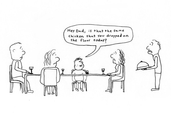 Embarrassed dad dropped the chicken