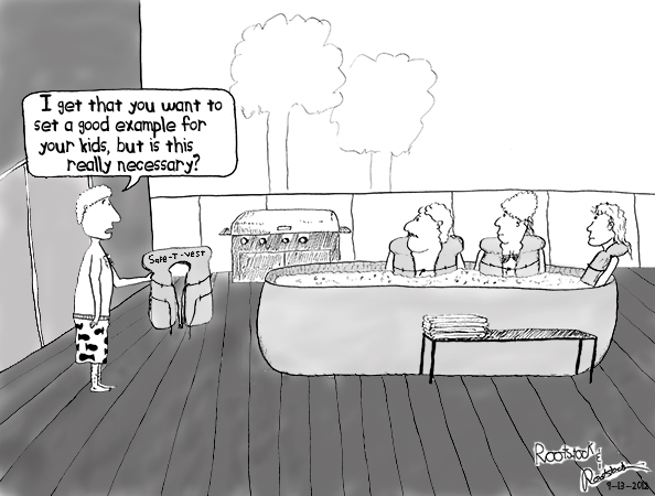 Lifejackets in the hot tub